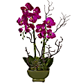 Nearly Natural Orchid & Succulent 21”H Plastic Floral Arrangement With Planter, 21”H x 10”W x 8”D, Dark Pink/Green 1 thumbnail image