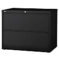 Lorell® Fortress 42"W Lateral 2-Drawer File Cabinet, Metal, Black