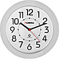 Lorell® 9" Round Radio Controlled Profile Wall Clock, Silver