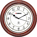 Lorell® 13-1/4" Round Atomic Wood Wall Clock, Mahogany