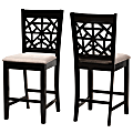 Baxton Studio Devon Counter Stools, Sand/Espresso Brown, Set Of 2 Stools 1 thumbnail image