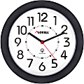 Lorell® 9" Round Radio Controlled Profile Wall Clock, Black