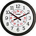 Lorell® 14" Round Plastic Radio Controlled Wall Clock, Black