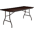 Lorell® Laminate Economy Folding Table, 6'W, Mahogany