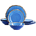 Elama Roma 12-Piece Melamine Dinnerware Set, Blue