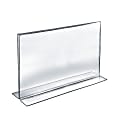 Azar Displays Double-Foot Acrylic Sign Holders, 11" x 17", Clear, Pack Of 10