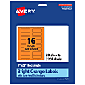 Avery® Print-To-The-Edge Labels With Sure Feed® Technology And Easy Peel®, 94224-BOP20, Rectangle, 1" x 3", Matte Bright Orange, Pack of 320 1 thumbnail image
