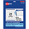 Avery® Waterproof Permanent Labels With Sure Feed®, 94061-WMF100, Oval Scalloped, 1-1/8" x 2-1/4", White, Pack Of 2,100