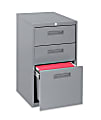 Lorell® 19"D Vertical 3-Drawer Mobile Pedestal File Cabinet, Metal, Light Gray