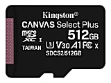 Kingston Canvas Select Plus - Flash memory card - 512 GB - A1 / Video Class V30 / UHS Class 3 / Class10 - SDXC UHS-I 1 thumbnail image