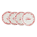 Martha Stewart Holiday Vines 4-Piece Fine Ceramic Dessert Plate Set, 9”, Red/White 1 thumbnail image