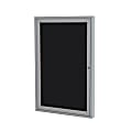 Ghent Traditional Enclosed 1-Door Fabric Bulletin Board, 24" x 18", Black, Satin Aluminum Frame