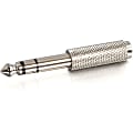 C2G 6.3mm (1/4in) Stereo Male to 3.5mm Stereo Female Adapter - 1 x 6.35mm Audio Male - 1 x Mini-phone Female - Metallic Silver