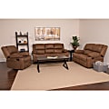Flash Furniture Harmony Series Microfiber Reclining Sofa Set, Chocolate Brown 1 thumbnail image