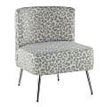 LumiSource Fran Slipper Chair, Chrome/Blue Leopard
