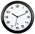Alba Silent Round Wall Clock, 12" Diameter, Black