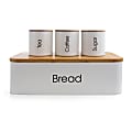 MegaChef 4-Piece Canister Set, White/Bamboo