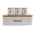 MegaChef 4-Piece Canister Set, White/Bamboo 1 thumbnail image