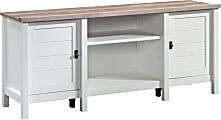 Sauder® Cottage Road Entertainment Credenza, 24-5/8”H x 59-1/8”W x 15-5/8”D, Soft White/Lintel Oak