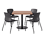 KFI Studios Proof Cafe Pedestal Table With Imme Chairs, Square, 29”H x 42”W x 42”W, River Cherry Top/Black Base/Black Chairs