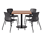 KFI Studios Proof Cafe Pedestal Table With Imme Chairs, Square, 29”H x 42”W x 42”W, River Cherry Top/Black Base/Black Chairs 1 thumbnail image