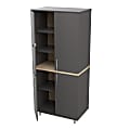 Inval America Garage Storage Cabinet, 70-13/16”H x 31-1/2”W x 19-5/8”D, Dark Gray/Maple