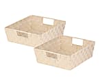 Honey-Can-Do Woven Shelf Trays, Medium Size, Creme, Pack Of 2