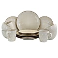 Elama 16-Piece Stoneware Dinnerware Set, White Lily 1 thumbnail image