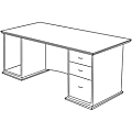 Lorell® 90000-Series Single Right-Pedestal Desk, 29"H x 66"W x 30"D, Mahogany