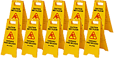 Alpine Industries Multilingual Caution Wet Floor Signs, 24-5/8” x 11-13/16”, Yellow, Pack Of 10 Signs 1 thumbnail image
