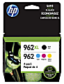 HP 962XL Black/962 Cyan; Magenta; Yellow High-Yield Ink Cartridges, Pack Of 4, 3JB34AN 1 thumbnail image