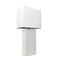 Elegant Designs Modern White Leather Table Lamp with White Fabric Shade 1 thumbnail image