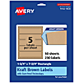 Avery® Kraft Permanent Labels With Sure Feed®, 94232-KMP50, Rectangle, 1-3/4" x 7-3/4", Brown, Pack Of 250 1 thumbnail image