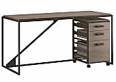 Bush Furniture Refinery 62"W Industrial Desk With 3-Drawer Mobile File Cabinet, Restored Gray, Standard Delivery 1 thumbnail image