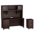 Kathy Ireland Office By Bush® Grand Expressions Home Office (Desk, Mobile FF & Hutch), Warm Molasses, Warm Molasses