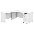 Bush Business Furniture Studio C 72"W L-Shaped Corner Desk With Mobile File Cabinet And Return, White, Standard Delivery