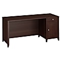 kathy ireland® Office by Bush Furniture Grand Expressions Desk With Pedestal, Warm Molasses, Standard Delivery