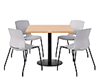 KFI Studios Proof Cafe Pedestal Table With Imme Chairs, Square, 29”H x 42”W x 42”W, Maple Top/Black Base/Light Gray Chairs 1 thumbnail image