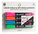 U Brands® Liquid Chalk Markers, Bullet Tip, Black Barrel, Assorted Ink, Pack Of 4 Markers
