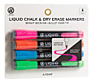 U Brands® Liquid Chalk Markers, Bullet Tip, Black Barrel, Assorted Ink, Pack Of 4 Markers 1 thumbnail image