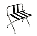 CSL High Back Metal Luggage Racks with Back Webbing, 26”H x 24”W x 16"D, Chrome/Black, Pack Of 6 Racks 1 thumbnail image