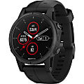 Garmin fÄ“nix 5 Plus GPS Watch - Wrist - 16 GB - 1.2" - 240 x 240 - Touchscreen - Bluetooth - Wireless LAN - GPS - 168 Hour - Round - 1.65" - Black Case - Black Band - Stainless Steel Bezel, Sapphire Crystal Lens 1 thumbnail image