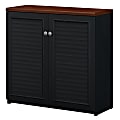 Bush Furniture Fairview Small Storage Cabinet With Doors, Antique Black/Hansen Cherry, Standard Delivery 1 thumbnail image
