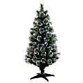 Nearly Natural Snowy Pine 48”H Artificial Fiber Optic Christmas Tree With LED Lights, 48”H x 20”W x 20”D, Green