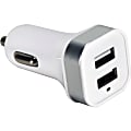 QVS 2-Port 3.4Amp USB Smart Car Charger for Smartphones and Tablets - 1 Pack - 12 V DC, 24 V DC Input - 5 V DC/3.40 A Output - White