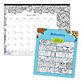 Blueline® DoodlePlan™ Monthly Coloring Desk Pad, 22" x 17", Botanica Design, January to December 2018 (C2917311-18)