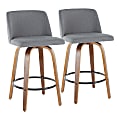 LumiSource Toriano Counter Stools, Walnut/Gray, Set Of 2 Stools