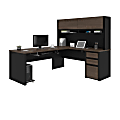 Bestar Connexion 72"W L-Shaped Corner Desk With Hutch And Pedestal, Antigua/Black