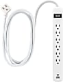 GE 82594 6-Outlet Power Strip With USB, 6' Cord, White