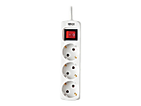 Tripp Lite 3-Outlet Power Strip - German Type F Schuko Outlets, 220-250V, 16A, 1.5 m Cord, Schuko Plug, White - Power strip - 16 A - AC 230 V - input: Type F - output connectors: 3 (3 x power Type F) - 5 ft cord - white 1 thumbnail image